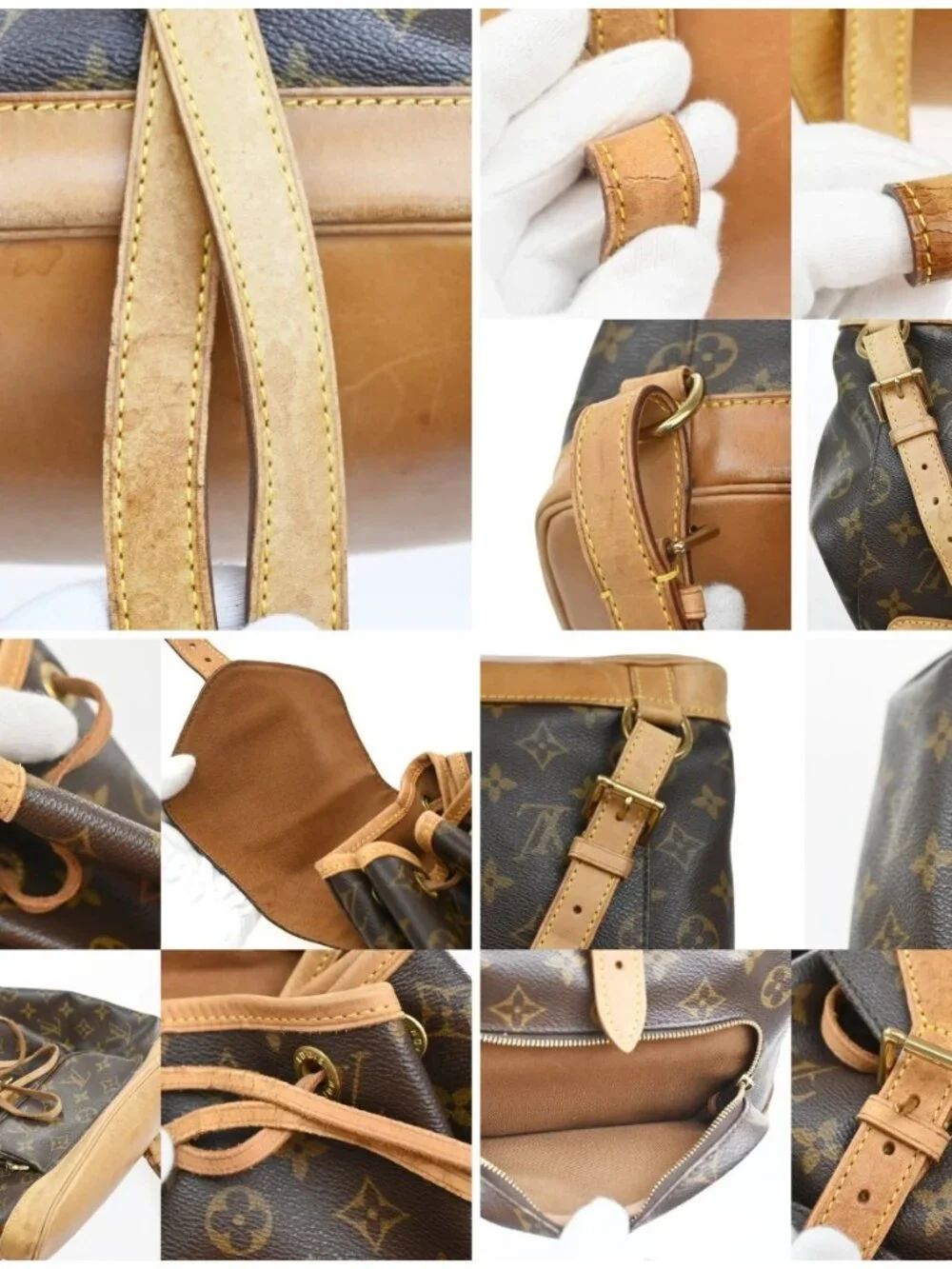 LOUIS VUITTON Montsouris MM Backpack Bag Monogram Leather Brown
